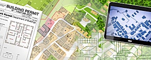 Imaginary General Urban Plan and Buildings Permit with indications of urban destinations photo