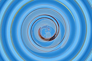 Imaginary ocean blue plate with golden line Spiral Digital art