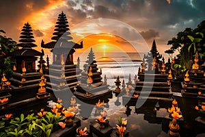 Imaginary photo of beautiful view of Ulun Danu, Bali, Indonesia.