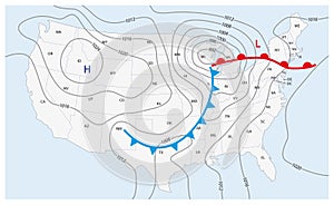 Imaginary weather map of the United States of America