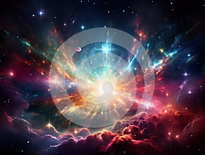 Imagination of a Big bang explosion. The beginning of a Universe.