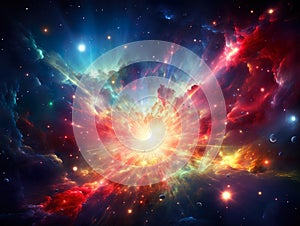 Imagination of a Big bang explosion. The beginning of a Universe.
