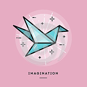 Imagination, flat design thin line banner