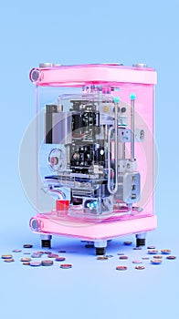 Imagination of a quantum computer. An abstract quantum computing circuit with a futuristic design.