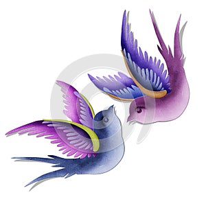 Imagination swallows created by paper craft.