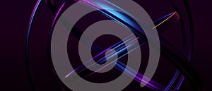 Imaginative Abstract Circles Neon Trendy PurpleBlue Iillustration Background Wallpaper 3D Render photo