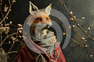 Imaginative Anthropomorphic fox wearing noble. Generate ai