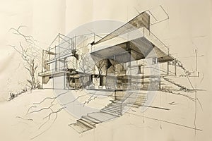 Imaginative Architect apartment sketch. Generate Ai