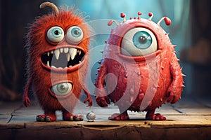 Imaginative Monsters cute funny. Generate Ai