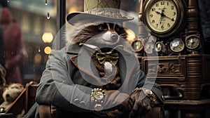 Imagine a dapper raccoon