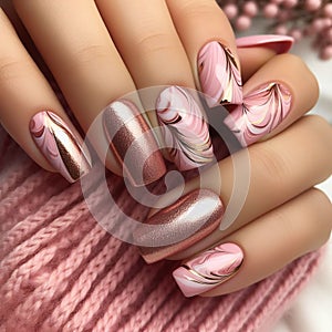 Imagine nails as the canvas for an elegant marble masterpiece.