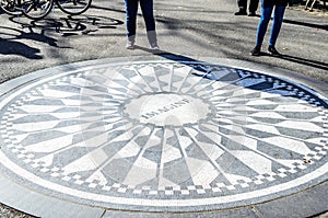 Imagine Tribute Sign on the Foor in Central Park. Strawberry Fields John Lennon Memorial, Manhattan, NY, USA