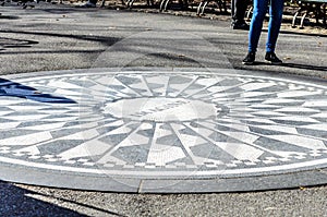 Imagine Tribute Sign on the Foor in Central Park. Strawberry Fields John Lennon Memorial, Manhattan