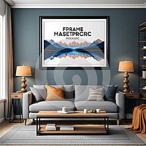 A stunning horizontal frame masterpiece mockup adorning the walls.