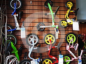 Sports shop selling bicycles and other equipment. In this store you will find bicycles for children and adults