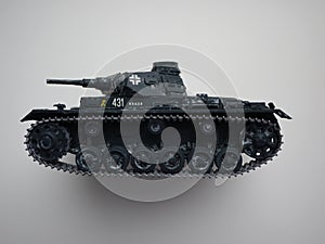 Model of plastic tank. Soviet and fascist tanks. Details and close-up.