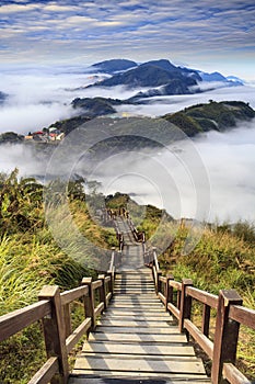 Imaging of beautiful landscape with nice mountain sun color