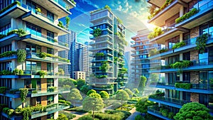 Imagining Sustainable Urban Futures A Surreal Blueprint for Modern Redevelopment Projects Incorporating Lush Green photo