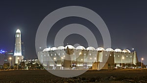 Imam Muhammad ibn Abd al-Wahhab Mosque timelapse Qatar State Mosque exterior