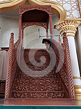 Imam pulpit of Baiturrahman Mosque, Teunom, Aceh Jaya. photo