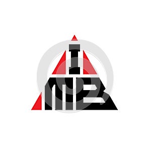 IMB triangle letter logo design with triangle shape. IMB triangle logo design monogram. IMB triangle vector logo template with red