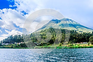 Imbabura inactive stratovolcano under the Lake San Pablo in northern Ecuador