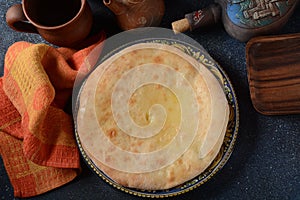 Imeretian Imeruli khachapuri with cheese.