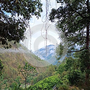 Img, Cloudy sky with green mountains photo