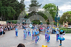 A customized Disney parade through the streets in Paris