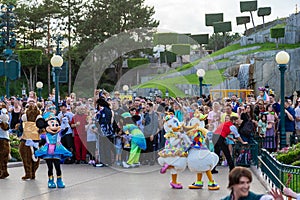 A customized Disney parade through the streets in Paris