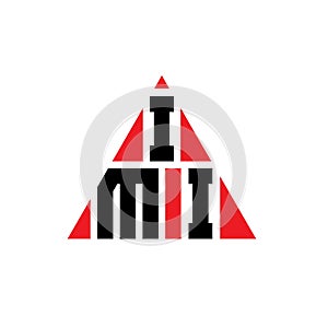 IMI triangle letter logo design with triangle shape. IMI triangle logo design monogram. IMI triangle vector logo template with red