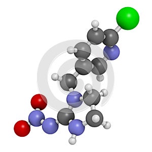 Imidacloprid neonicotinoid insecticide. Insect neurotoxin that may contribute to honey bee colony collapse disorder. Atoms are