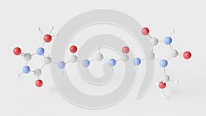 imidazolidinyl urea molecule 3d, molecular structure, ball and stick model, structural chemical formula antimicrobial preservative