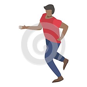 Imigrant man running icon, isometric style photo