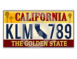 An imitation California license plate