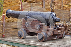 Imitation old coastal position of ship gun