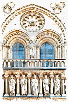 Imitation of a picture. Oil paint. Notre Dame de Paris