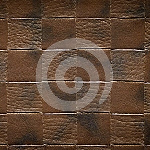 Imitation square cowhide texture close up, brown cowhide texture can be background