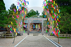 Imizu Shrine at Takaoka castle Park in Takaoka, Toyama, Japan. a famous historic site