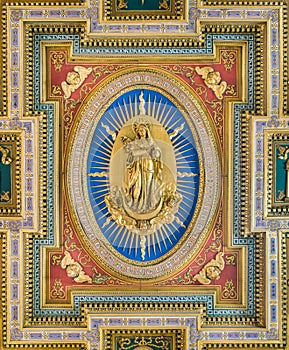 Immaculate Conception from the ceiling of the Church of San Marcello al Corso. Rome, Italy
