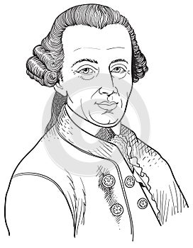 Immanuel kant cartoon portrait, vector