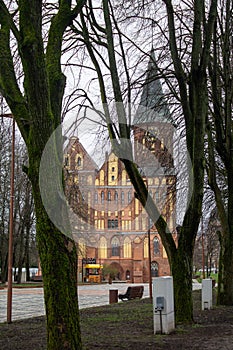 Immanuel Kant Cathedral in the spring in the fog