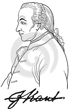 Immanuel kant isolated cartoon portrait, vector