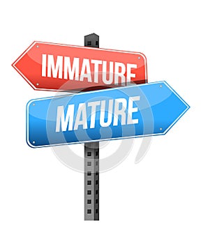 Immature, mature road sign illustration design