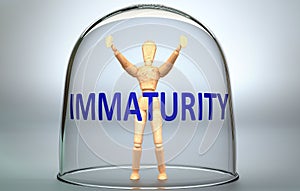 Immaturity can separate a person from the world and lock in an isolation that limits - pictured as a human figure locked inside a