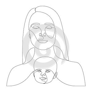 Immaturity of infantilism concept drawn by continuous line single line. Minimalist line vector illustration of a woman