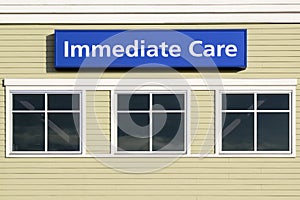 Immediate Care Sign Outside Hospital Building