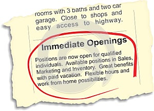 Immediate Openings Job Ad