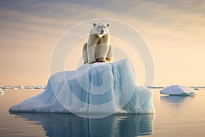 Immense Polar bear on iceberg. Generate Ai photo