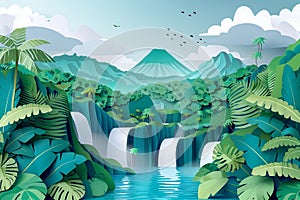 Tropical Rio Celeste Retreat Cutout Illustration AI Generated photo